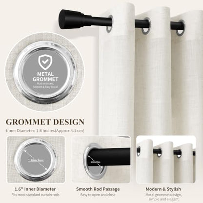 Natural Grommet Linen Curtains 64 Inches Long for Living Room (Natural / 52"W x 64"L (Pack of 2))