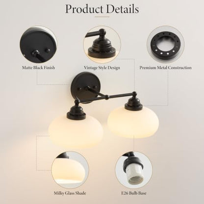 2 Light Milk White Glass Wall Sconce