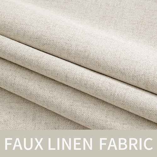 100% Blackout Linen Curtains for Bedroom 52x54 Inches Linen Beige (Linen Beige / 52"W x 54"L (Pack of 2))