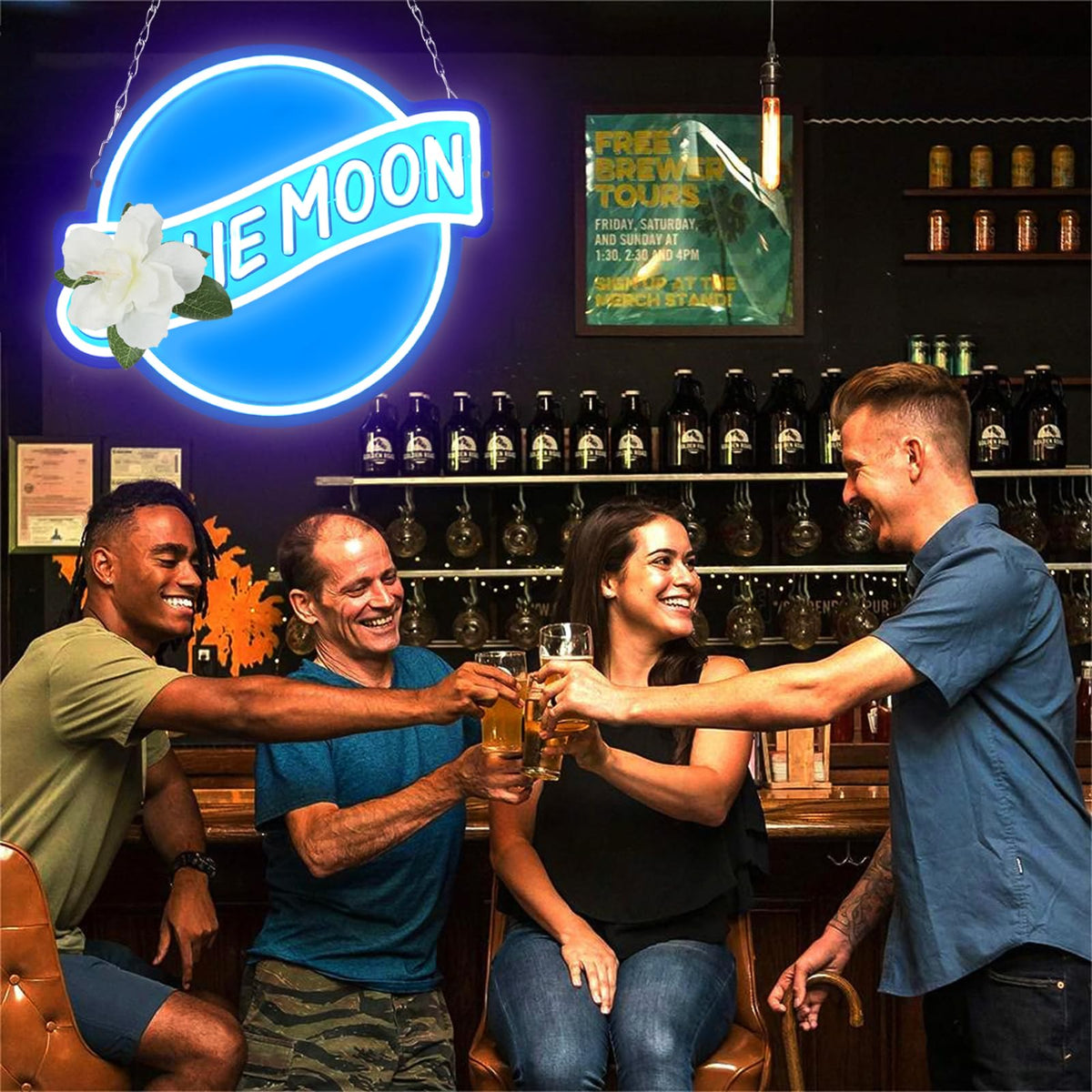 Blue Moon Neon Signs for Wall Decor Neon Lights for Bedroom Led Signs Suitable for Man Cave Bar Pub Restaurant Christmas Birthday Party Gift 5V Usb Power (Blue Moon 002 CY)