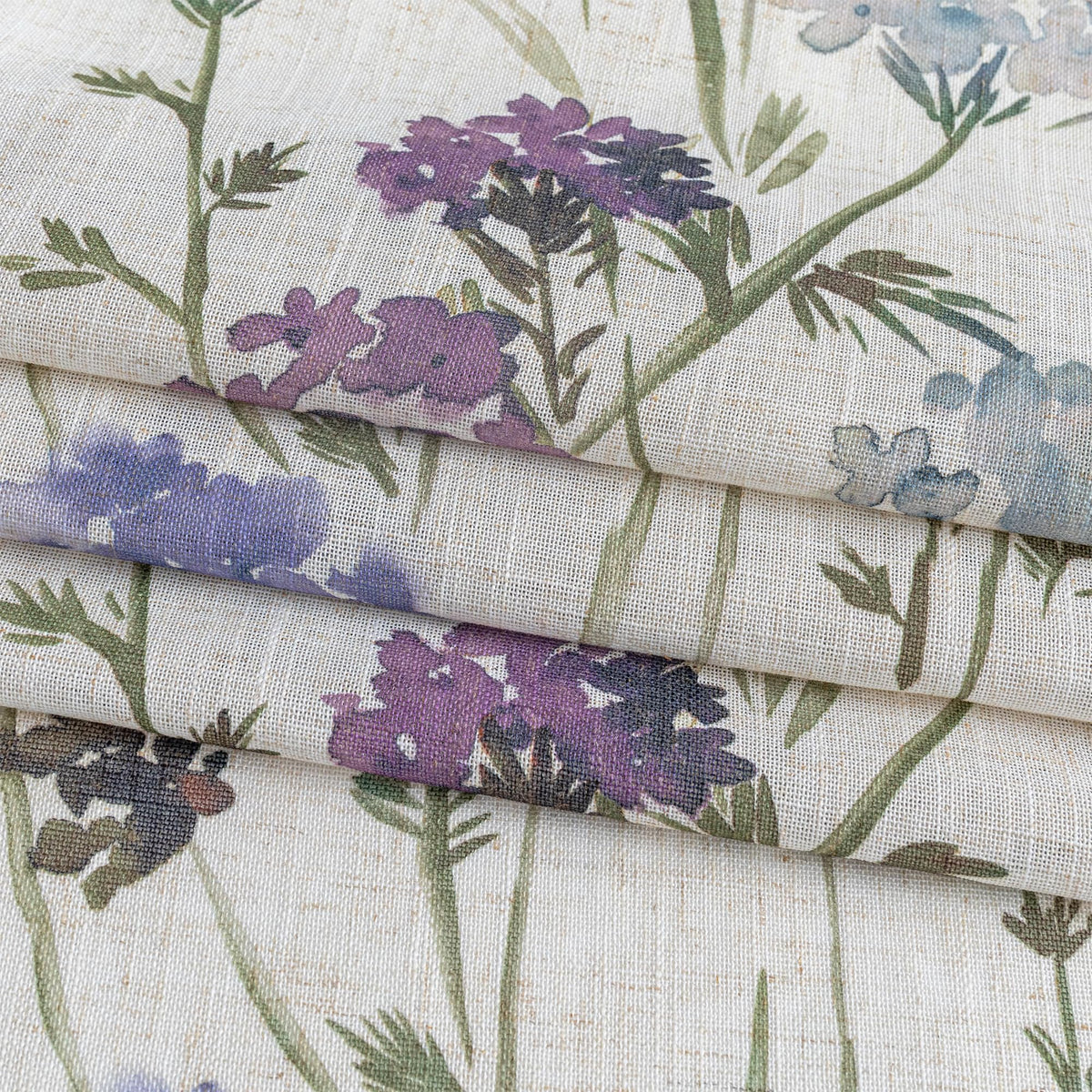 Floor to Ceiling Linen Floral Curtains 108 Inch Length 2 Panels Semi Sheer Light Filtering Farmhouse Flower Printed Window Grommet Drapes for Dining Room (Purple / 52"W x 108"L (Pack of 2))
