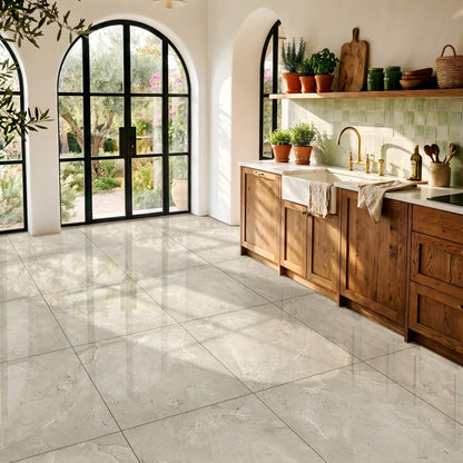 Peel and Stick Floor Tile 18x18 Marble Vinyl Flooring Waterproof 30PC (Beige / 30 Pack)