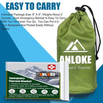 Emergency Blanket Mylar Thermal Blanket (Green-4 Pack)