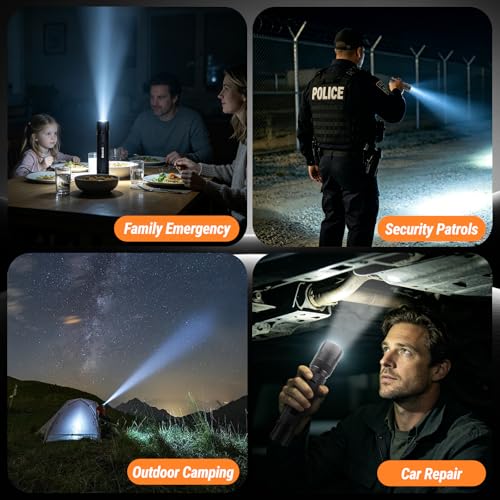 2D Cell Battery Large Flashlight High Lumen Aluminum Alloy Heavy Duty Handheld Flashlight Battery Not Included