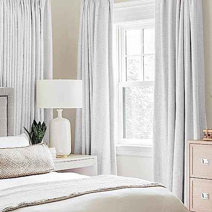 100% Blackout Linen Curtains for Bedroom 52x96 Inches Grayish White (Grayish White / 52"W x 96"L (Pack of 2))