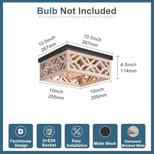 Farmhouse Flush Mount Ceiling Lights (Distressed White(10.5"Flush Mount))