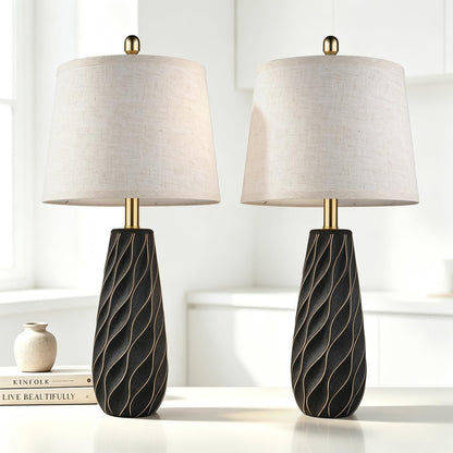 27" Ceramic Table Lamps Set of 2 (27" 2 Pcs - Black)