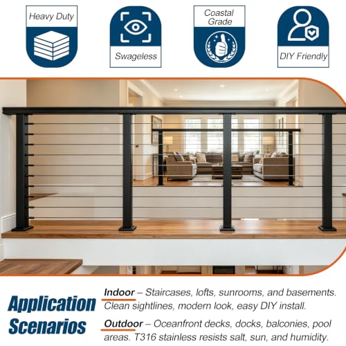 36" Level Cable Railing Post System Kit