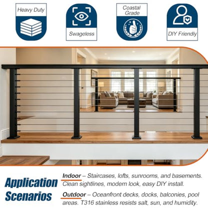 36" Level Cable Railing Post System Kit