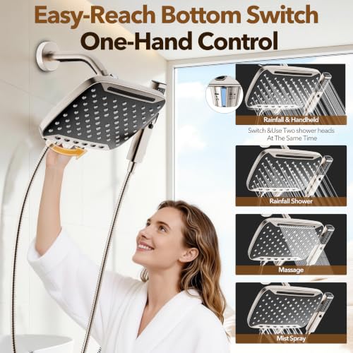 High Pressure Rain Shower Head with Handheld Spray