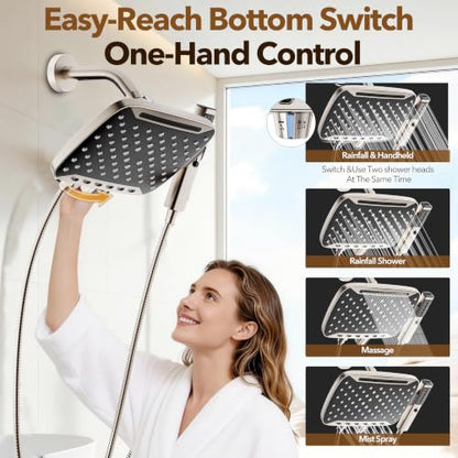 High Pressure Rain Shower Head with Handheld Spray