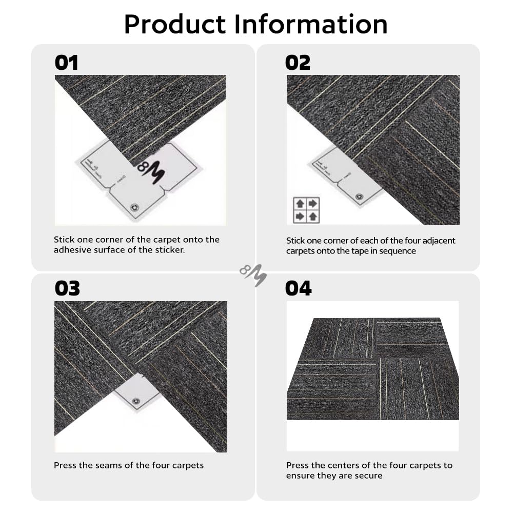 32 Pieces of Carpet 20x20 inch Square Carpet Tiles (dark gray stripe-06)