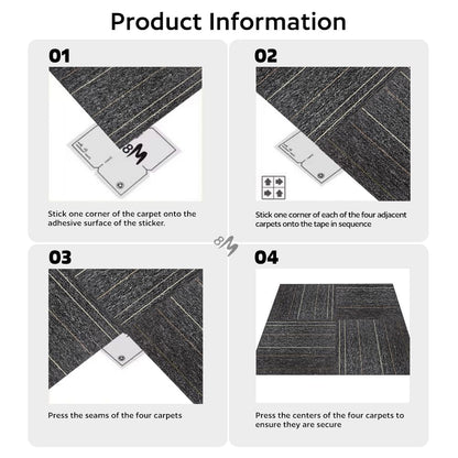 32 Pieces of Carpet 20x20 inch Square Carpet Tiles (dark gray stripe-06)