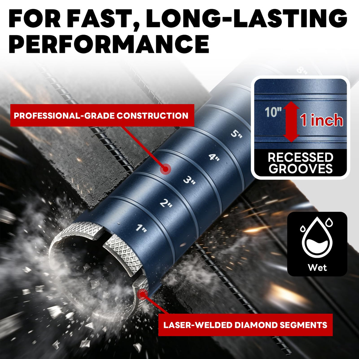1" Core Drill Bit with Etched Depth Scale (1 Inch)