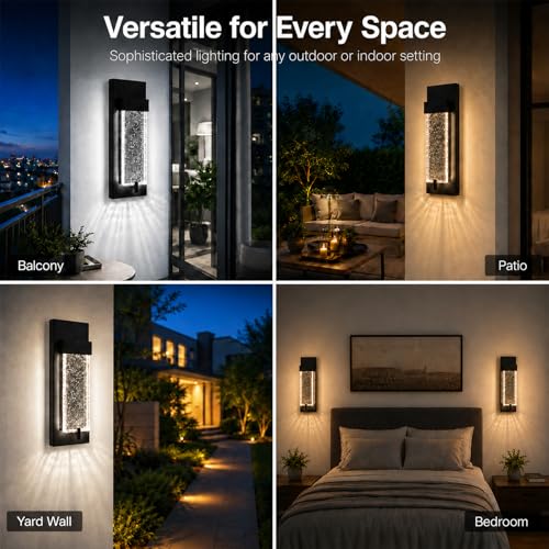 5CCT Modern Outdoor Wall Lights with Bubble Glass