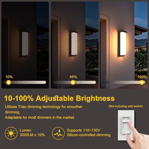 LED Outdoor Wall Light Fixture 16in Dimmable Modern Porch&Patio Wall Light Fixture