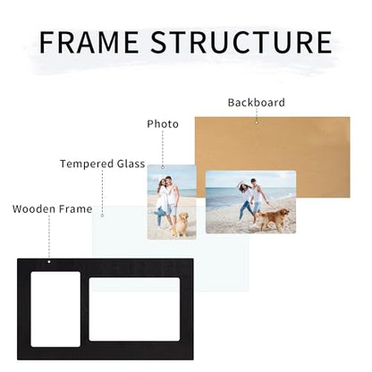4x6 and 5x7 Collage Picture Frame Set of 2 (Rustic Black / 7.5x13in (2Pack))