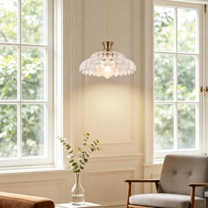 Pendant Light 11.8In Plug in Glass Vintage Chandeliers E26 Base Corded On