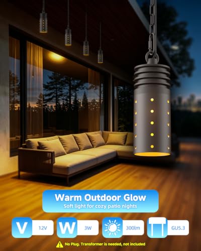 12V Outdoor Pendant Light Hanging Lights Free MR16 Bulb 3W