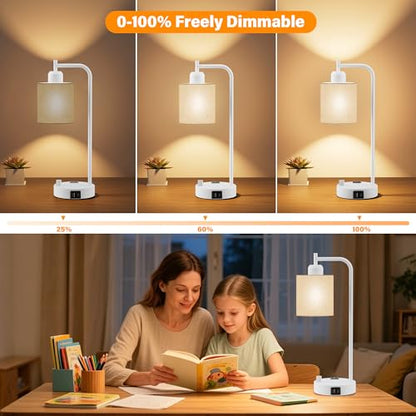 Industrial Table Lamps with Linen Shade