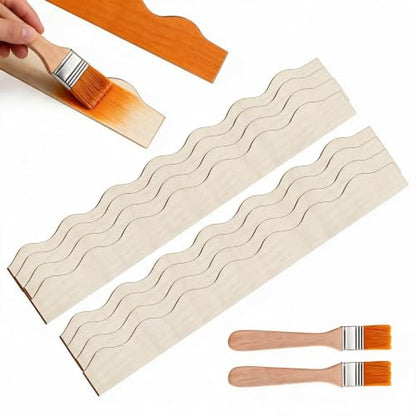 Unfinished Scalloped Decorative Wood Trim Scalloped Edge Decorative Wood Molding Cute DIY Moulding Trim for Home Wall Window Cabinet Shelf Door Frames Decoration