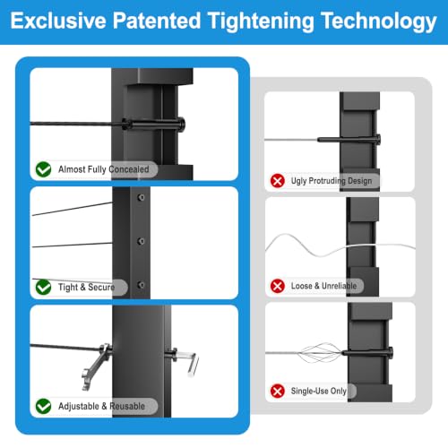 1 8" Cable Railing Kit Hardware Swageless Invisible Cable Railing Tensioner for 2"x2" Wood Post & Metal Post T316 Steel Stainless Deck Cable Railing System