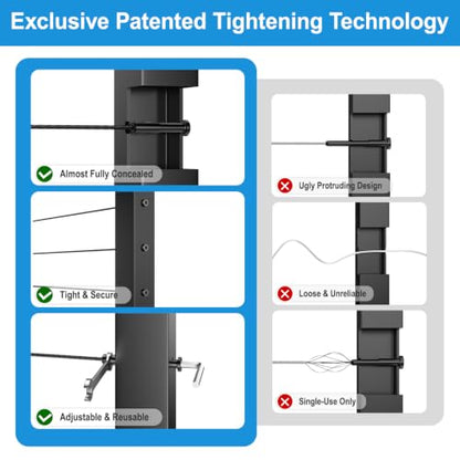1 8" Cable Railing Kit Hardware Swageless Invisible Cable Railing Tensioner for 2"x2" Wood Post & Metal Post T316 Steel Stainless Deck Cable Railing System