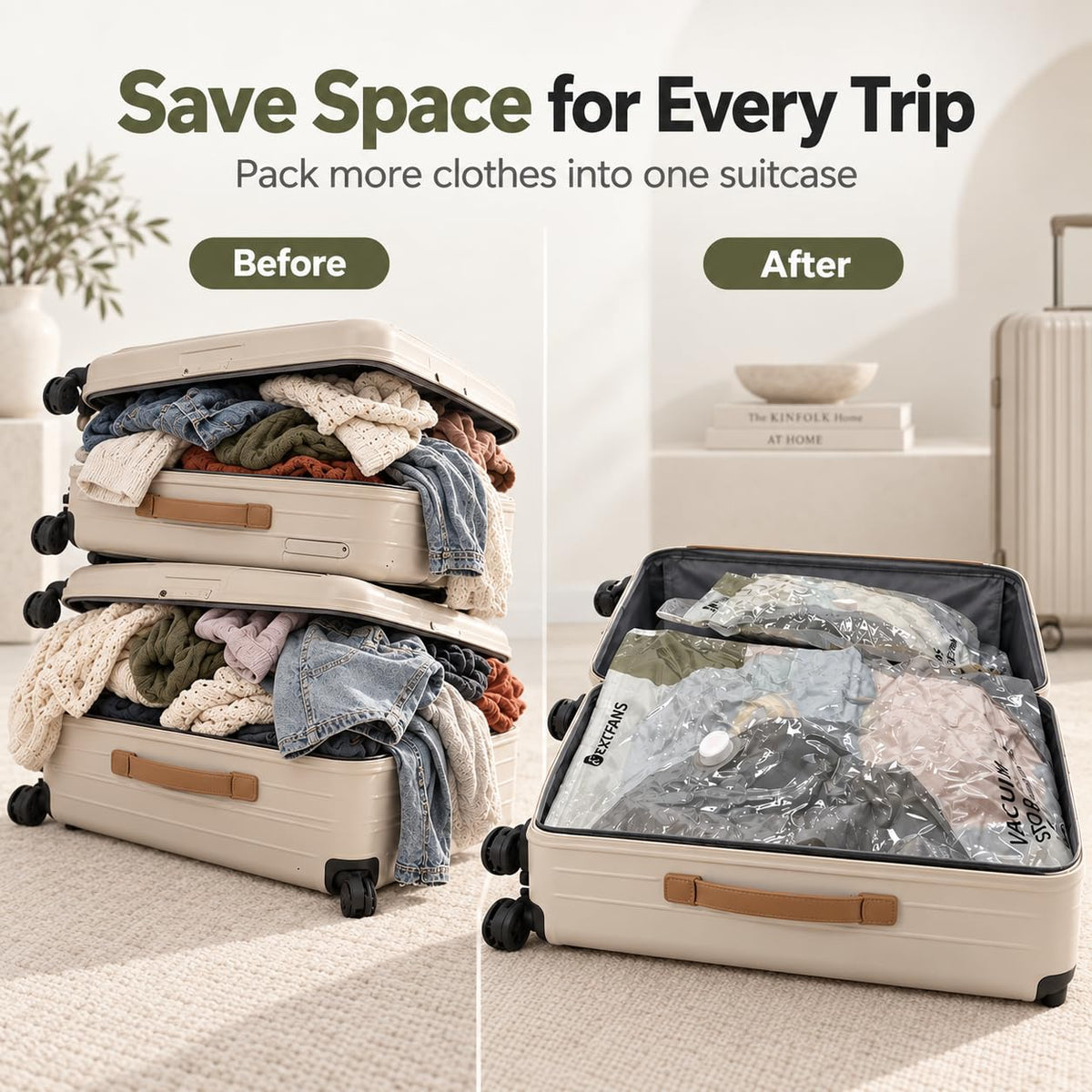 18 Pack Travel Vacuum Bags with Electric Pump
