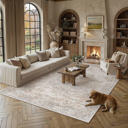 Beige Area Rugs 8x10 Washable Rug Indoor Carpet (Multi Beige / 8' x 10' (Rectangular))