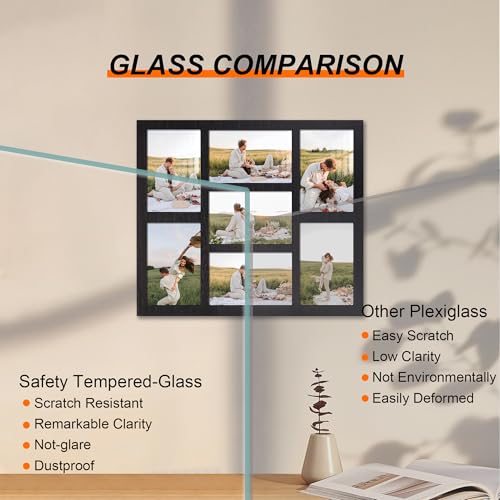 4x6 Picture Frame Collage for Wall Decor with Real Glass (Rustic Black / 13x15in (2Pack))