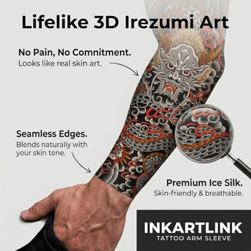2 Pcs Oriental Dragon Tattoo Arm Sleeves (Dragon 4)