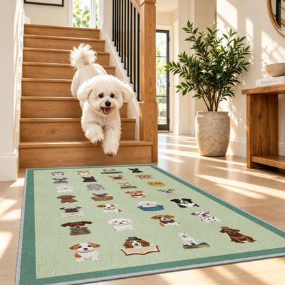 Waterproof 3x5 Runner Rug Non Slip Floor Runners for Dogs (Dog Green / 3' x 5' (Runner))