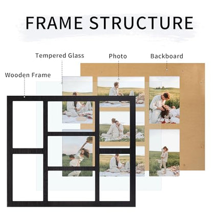 4x6 Picture Frame Collage for Wall Decor with Real Glass (Rustic Black / 13x15in (2Pack))