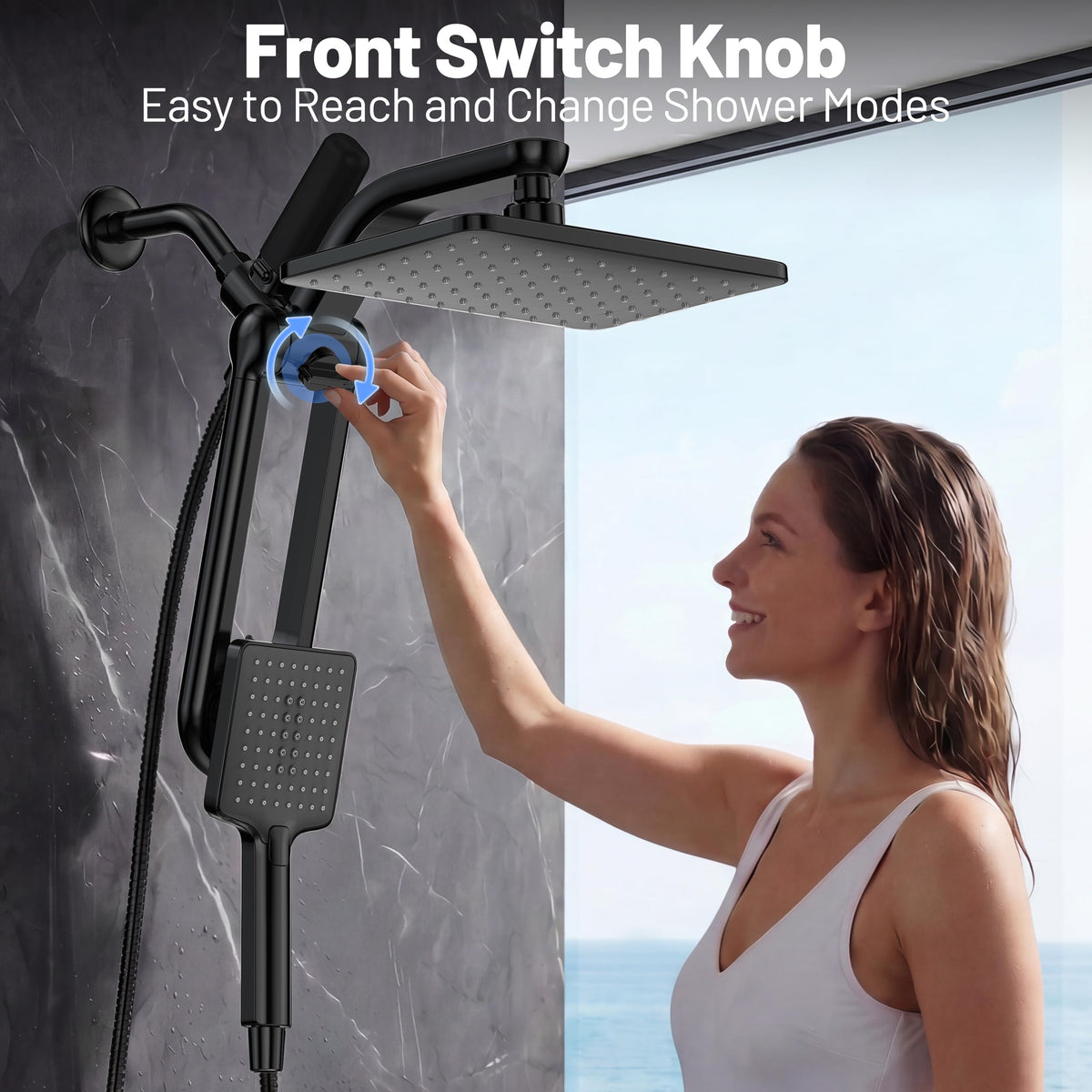 Dual Filtered Rainfall Handheld Showerhead Spray Combo for Bathroom (Matte Black)