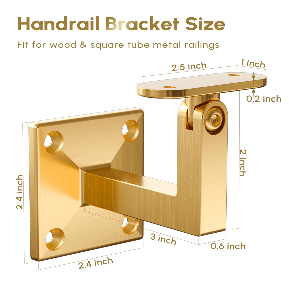 5 Pack Gold Handrail Brackets (Gold / SS304 - 5 Pack)