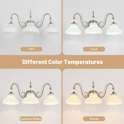 Brushed Nickel Bathroom Vanity Light (Nickel and White / 3-Light)