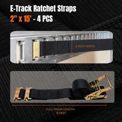 Ratchet Straps 2" x 15 FT Tie Down Straps for Trucks