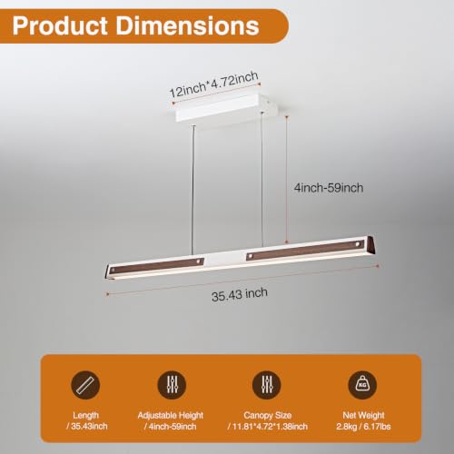 36" LED Linear Pendant Light (White / 36inch)