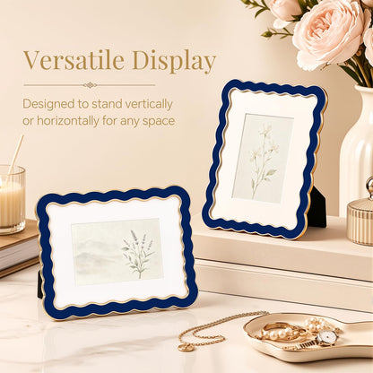 8x10 Scalloped Wavy Metal Picture Frame (Midnight Navy / 8x10)