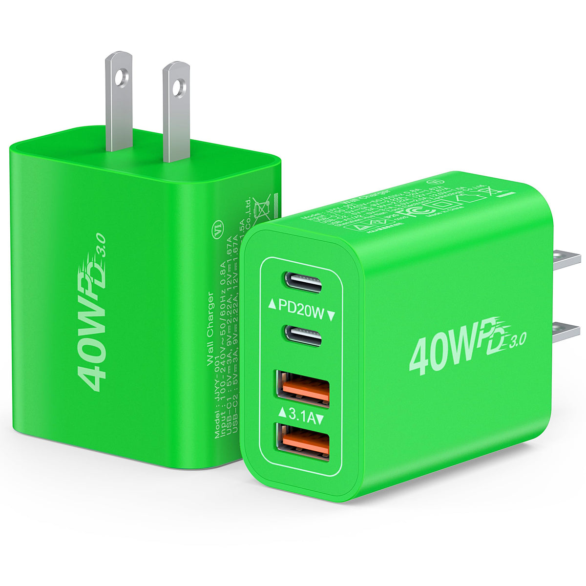 2 Pack USB C Charger (2Pack Green / 40W)