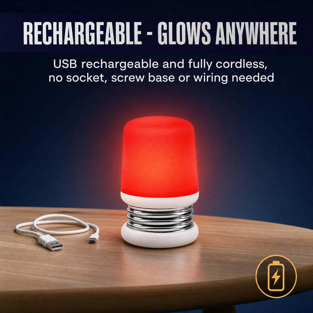 Rechargeable Table Lamp Bulb (Red)