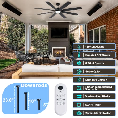 62in Large Black Ceiling Fan (Black SY88-62IN)