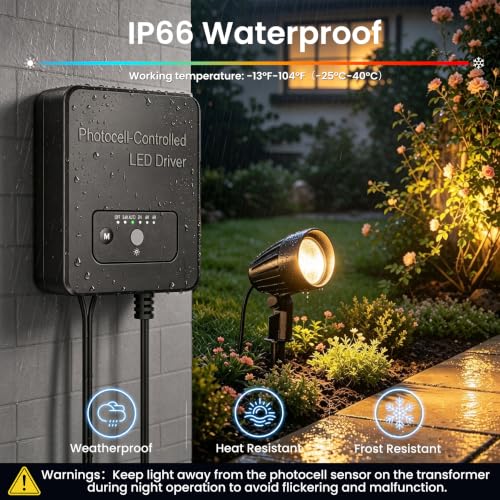 Low Voltage Landscape Lighting Kit 12W Plug & Play Outdoor Spotlight
