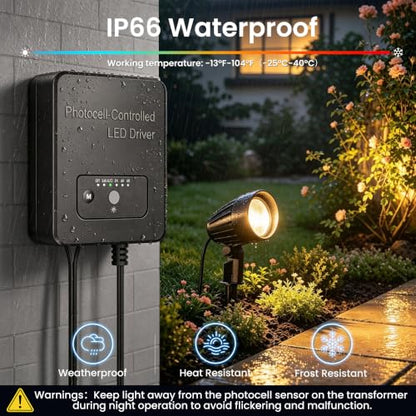 Low Voltage Landscape Lighting Kit 12W Plug & Play Outdoor Spotlight