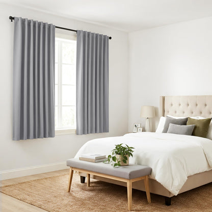 Blackout Curtains Thermal Insulated Window Treatment Panels Room Darkening Blackout Drapes for Living Room Back Tab (Silver Grey / 52"W x 63"L (Pack of 2))