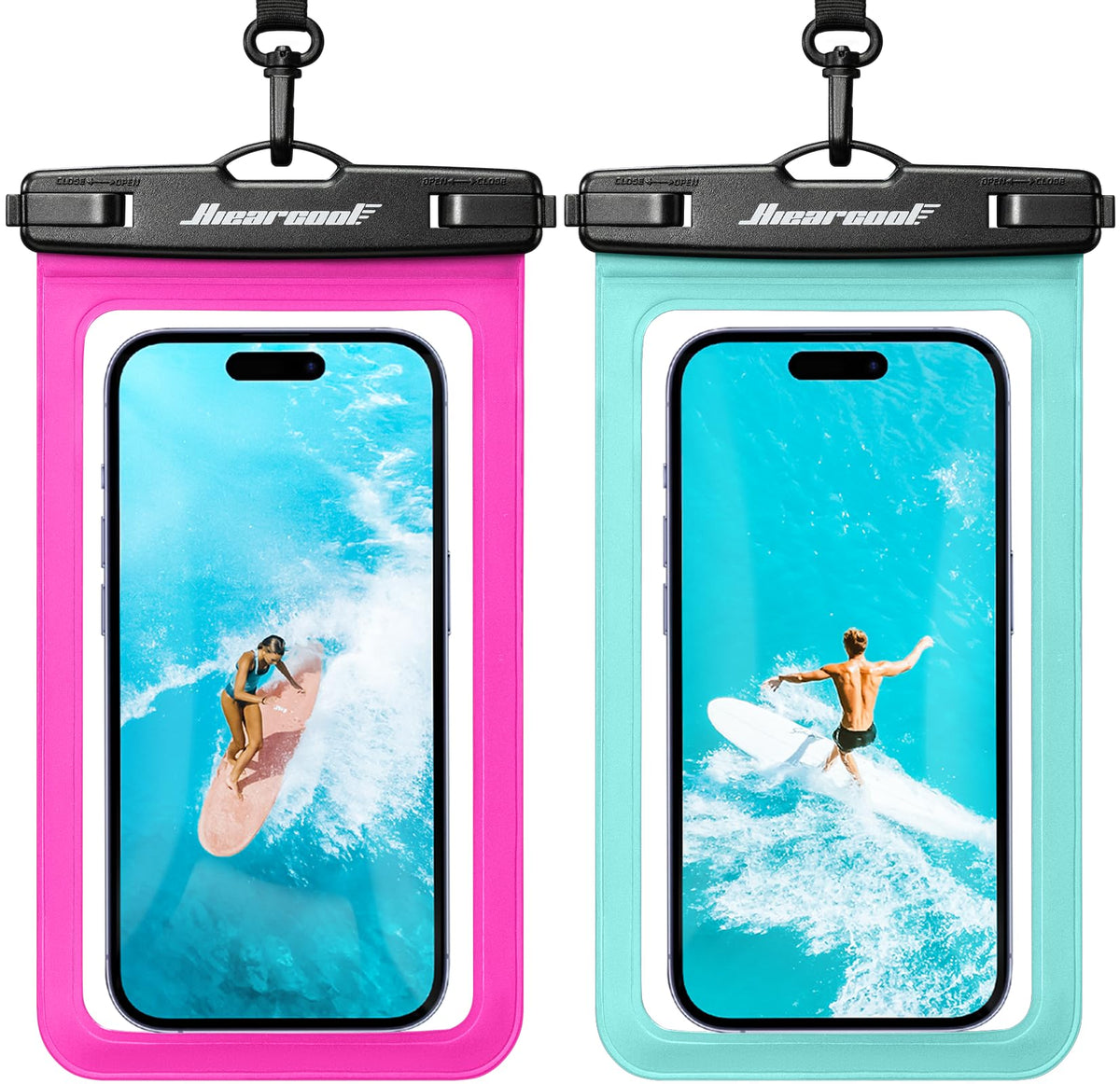 Waterproof Phone Pouch (2-Pack Green & Bright Red)