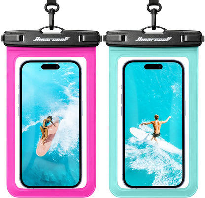 Waterproof Phone Pouch (2-Pack Green & Bright Red)