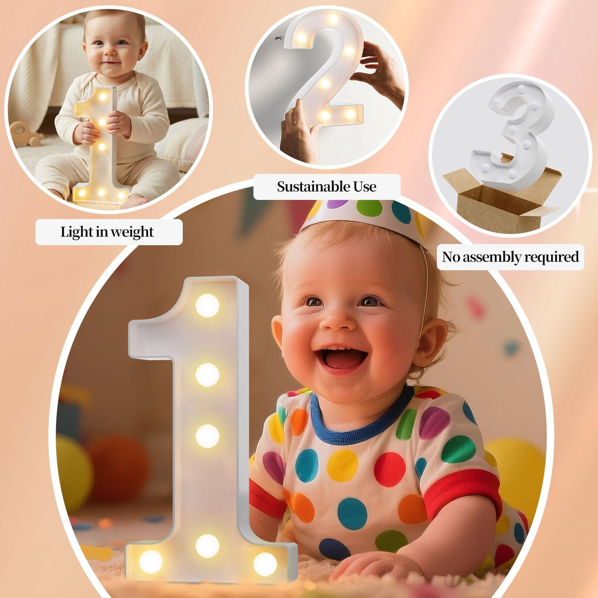 8.86 Inch Marquee Light Up Numbers 13 for Party Decorations (Number 13 / 8.86 in)