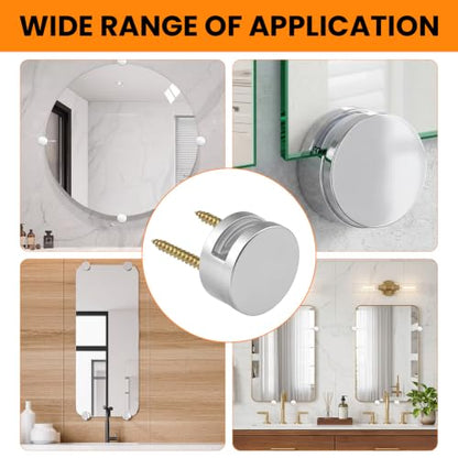 12 Pack Round Mirror Clips for Wall Mounting (Silver)
