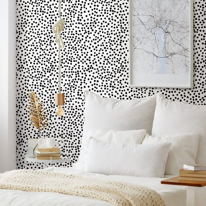 Peel and Stick Wallpaper Polka Dot Wallpaper 17.7” x 393.7” (A Black Dot / 17.7" x 393.7")